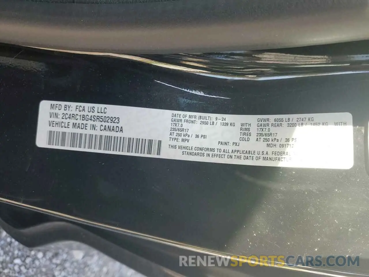 13 Photograph of a damaged car 2C4RC1BG4SR502923 CHRYSLER PACIFICA S 2025
