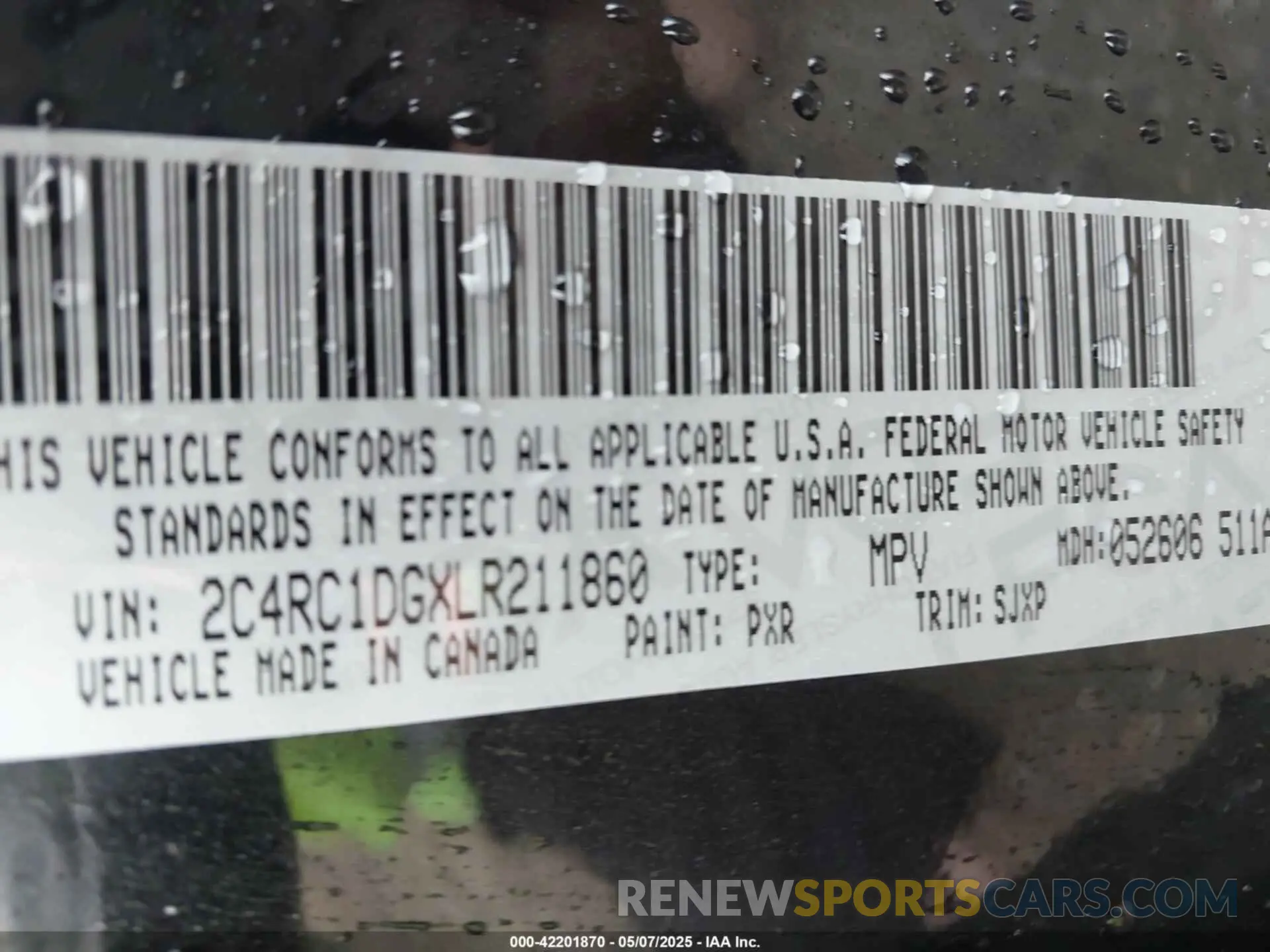 9 Photograph of a damaged car 2C4RC1DGXLR211860 CHRYSLER VOYAGER 2020