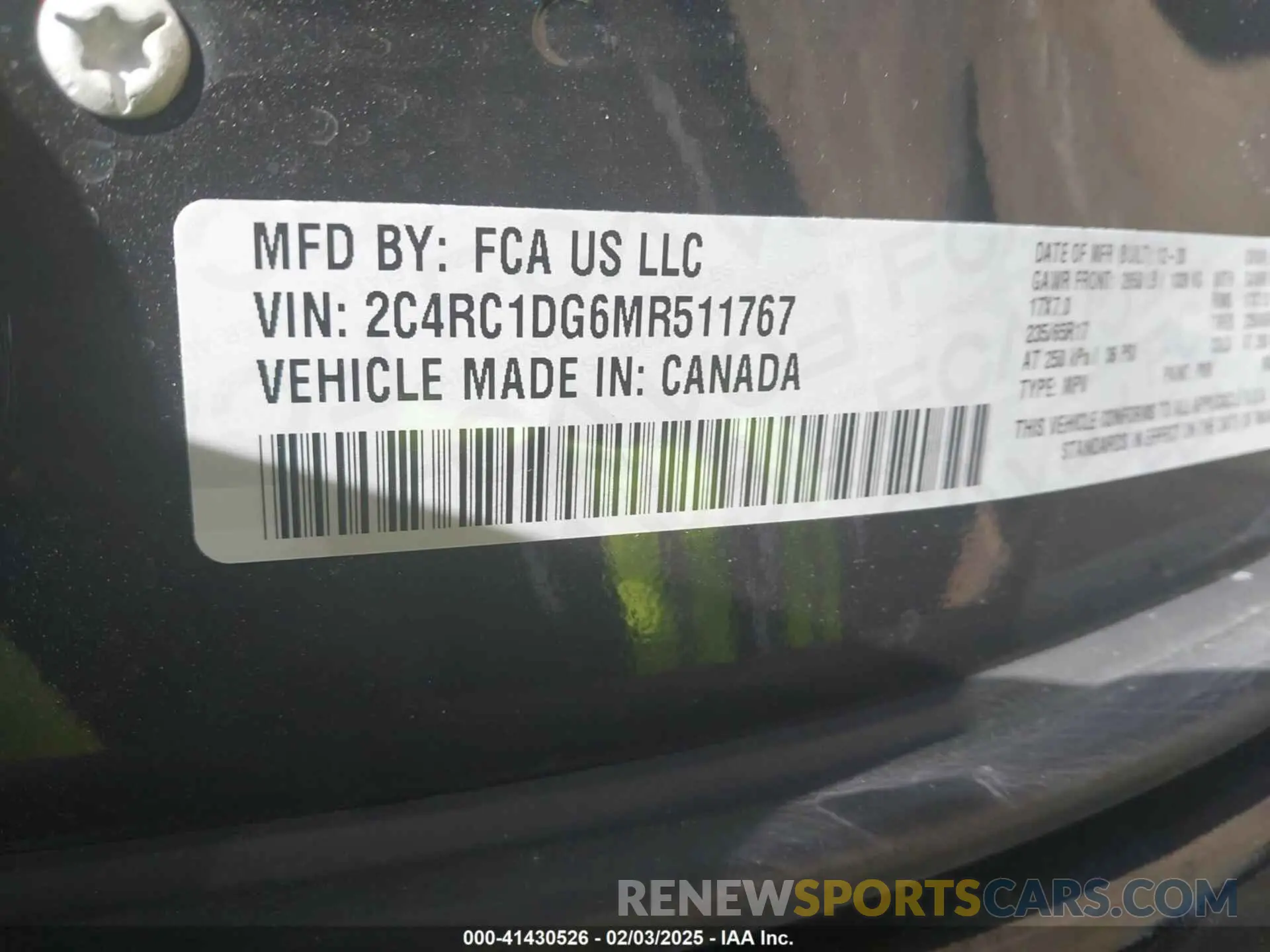 9 Photograph of a damaged car 2C4RC1DG6MR511767 CHRYSLER VOYAGER 2021