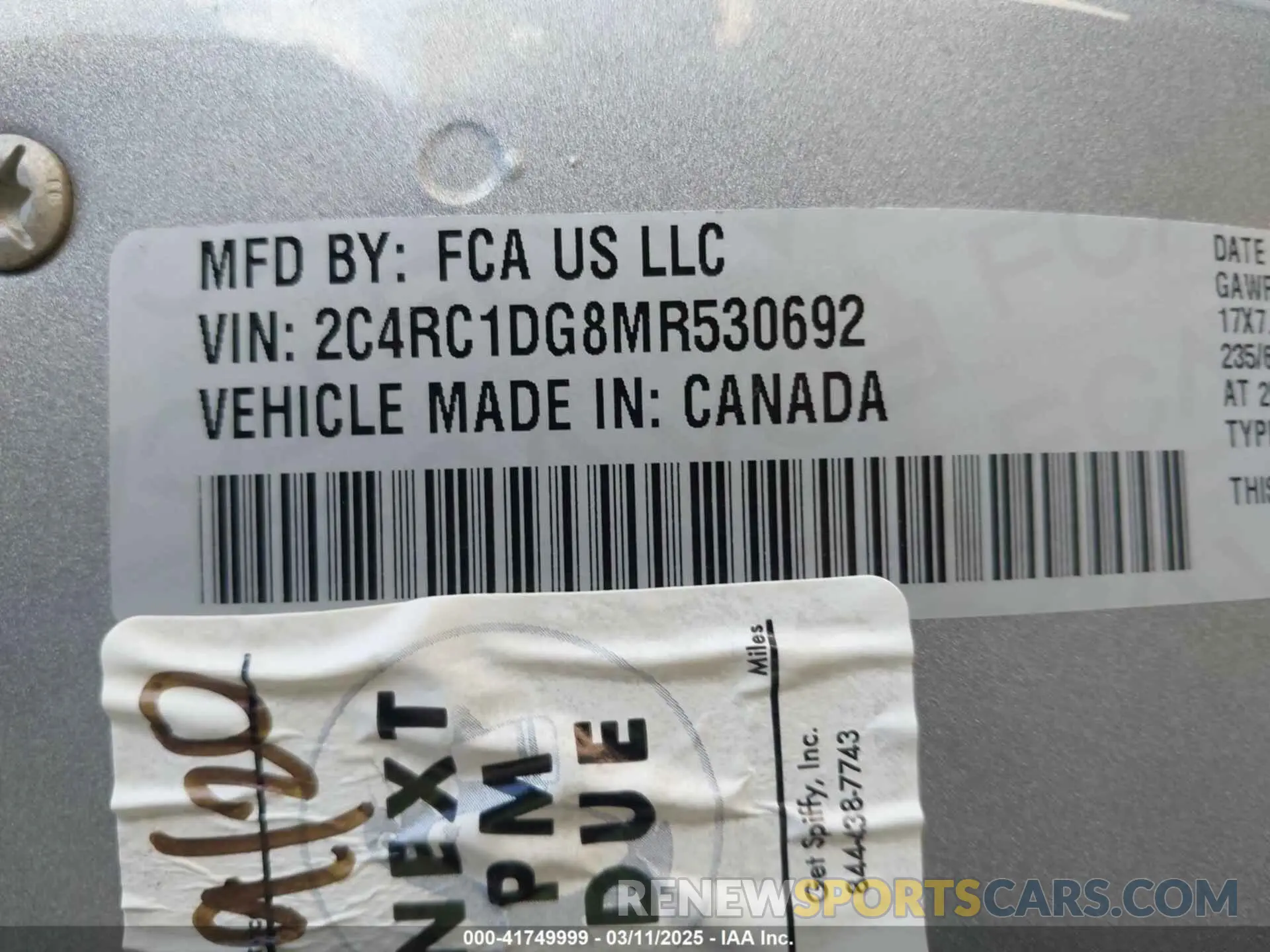 9 Photograph of a damaged car 2C4RC1DG8MR530692 CHRYSLER VOYAGER 2021