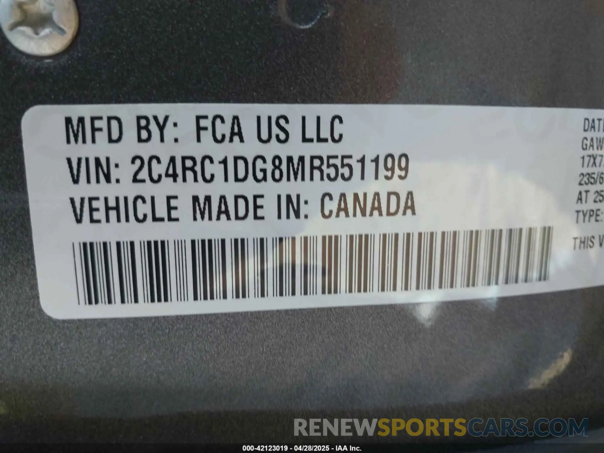 9 Photograph of a damaged car 2C4RC1DG8MR551199 CHRYSLER VOYAGER 2021