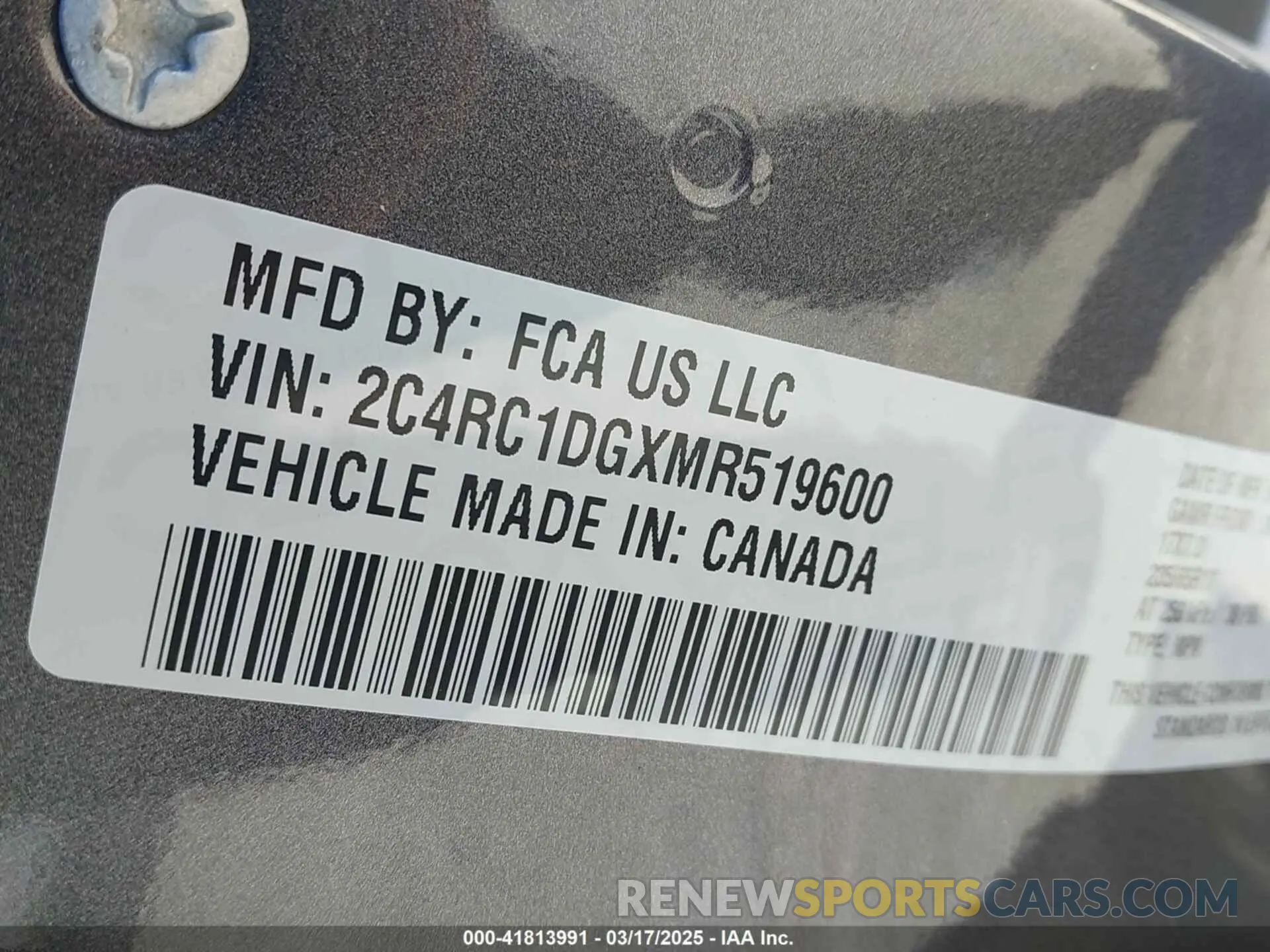 9 Photograph of a damaged car 2C4RC1DGXMR519600 CHRYSLER VOYAGER 2021