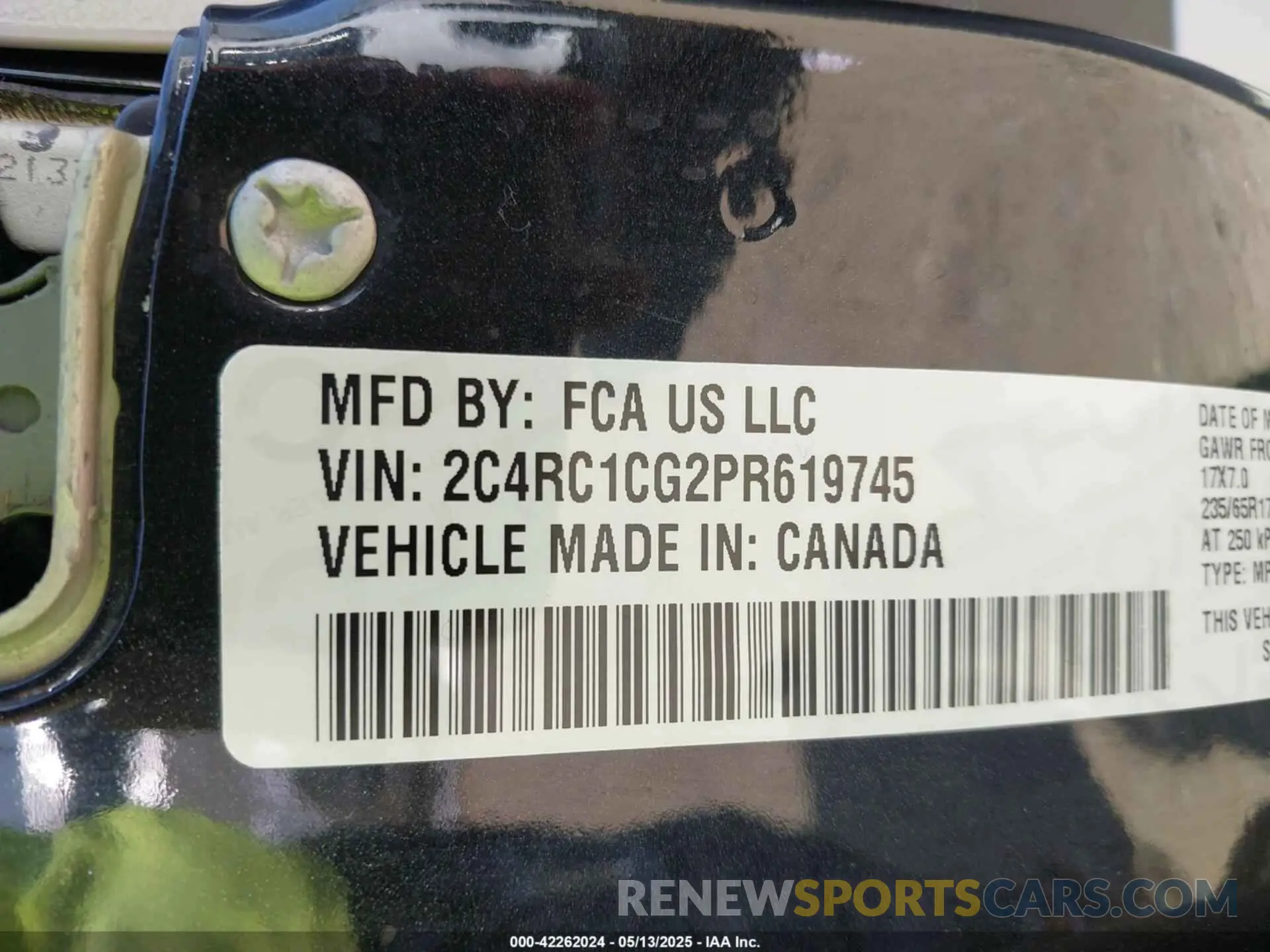 9 Photograph of a damaged car 2C4RC1CG2PR619745 CHRYSLER VOYAGER 2023