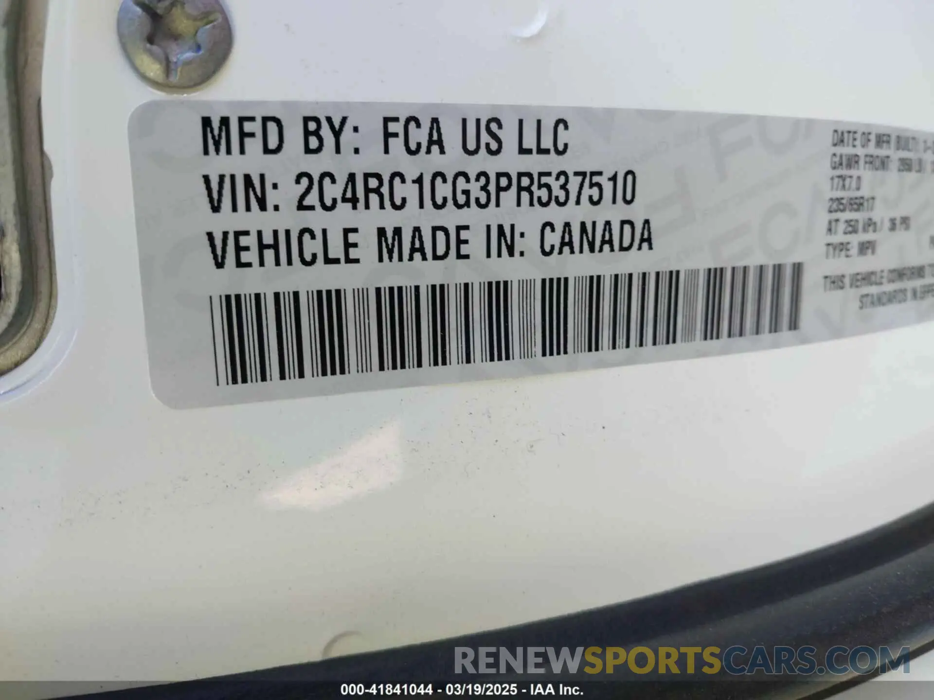 9 Photograph of a damaged car 2C4RC1CG3PR537510 CHRYSLER VOYAGER 2023