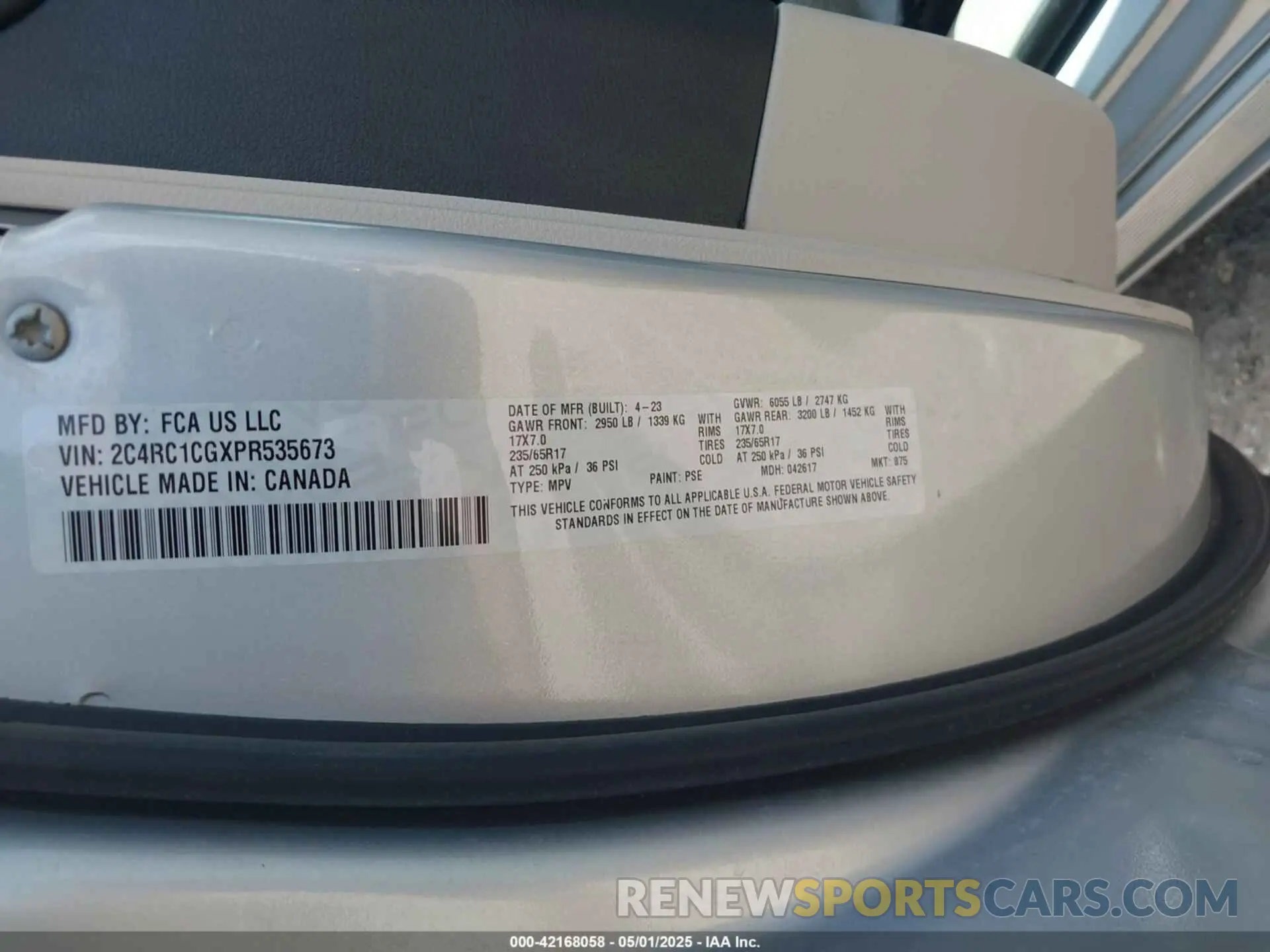 9 Photograph of a damaged car 2C4RC1CGXPR535673 CHRYSLER VOYAGER 2023