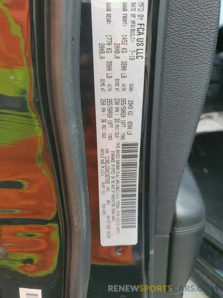 13 Photograph of a damaged car 1C4RDJDGXKC827692 DODGE All Models 2019