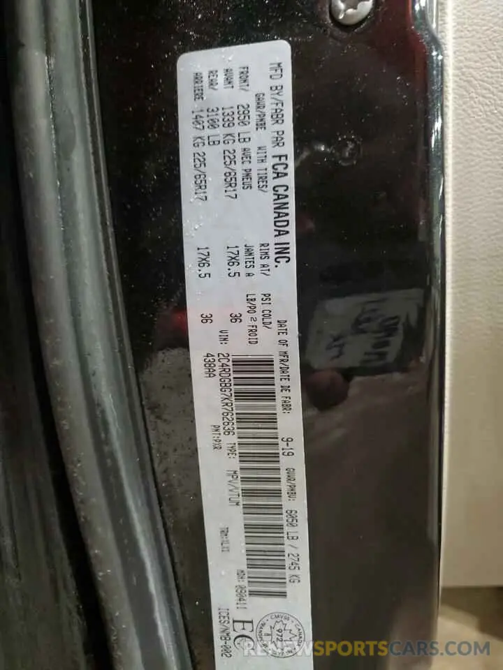 13 Photograph of a damaged car 2C4RDGBG7KR762636 DODGE CARAVAN 2019