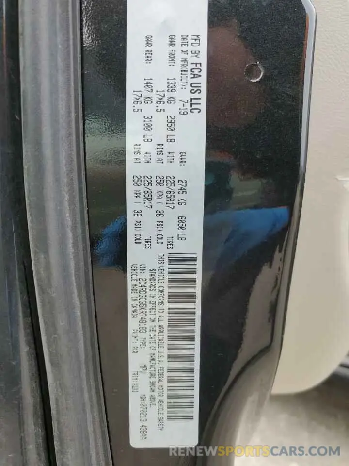 13 Photograph of a damaged car 2C4RDGCG5KR748183 DODGE CARAVAN 2019