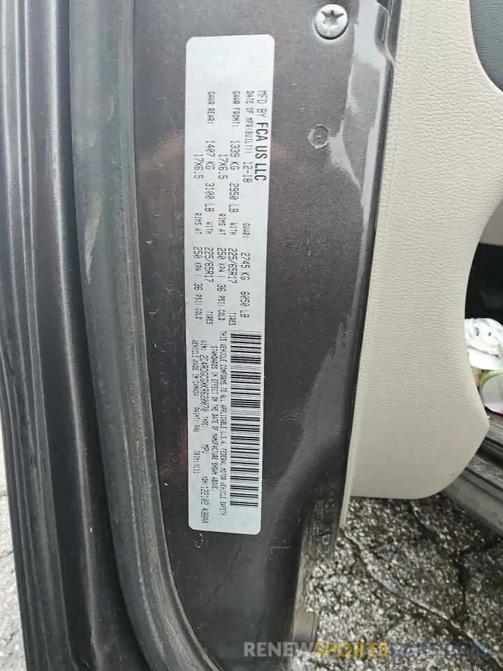12 Photograph of a damaged car 2C4RDGCGXKR620070 DODGE CARAVAN 2019