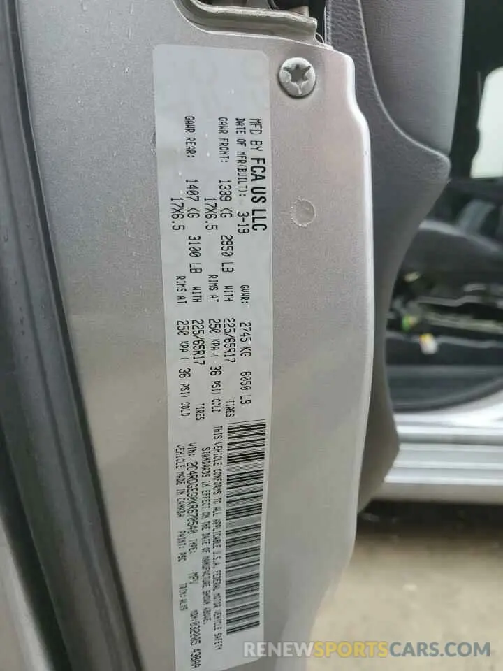 14 Photograph of a damaged car 2C4RDGEG0KR670540 DODGE CARAVAN 2019