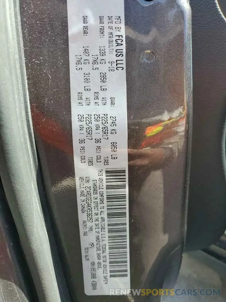 13 Photograph of a damaged car 2C4RDGEG4KR536257 DODGE CARAVAN 2019