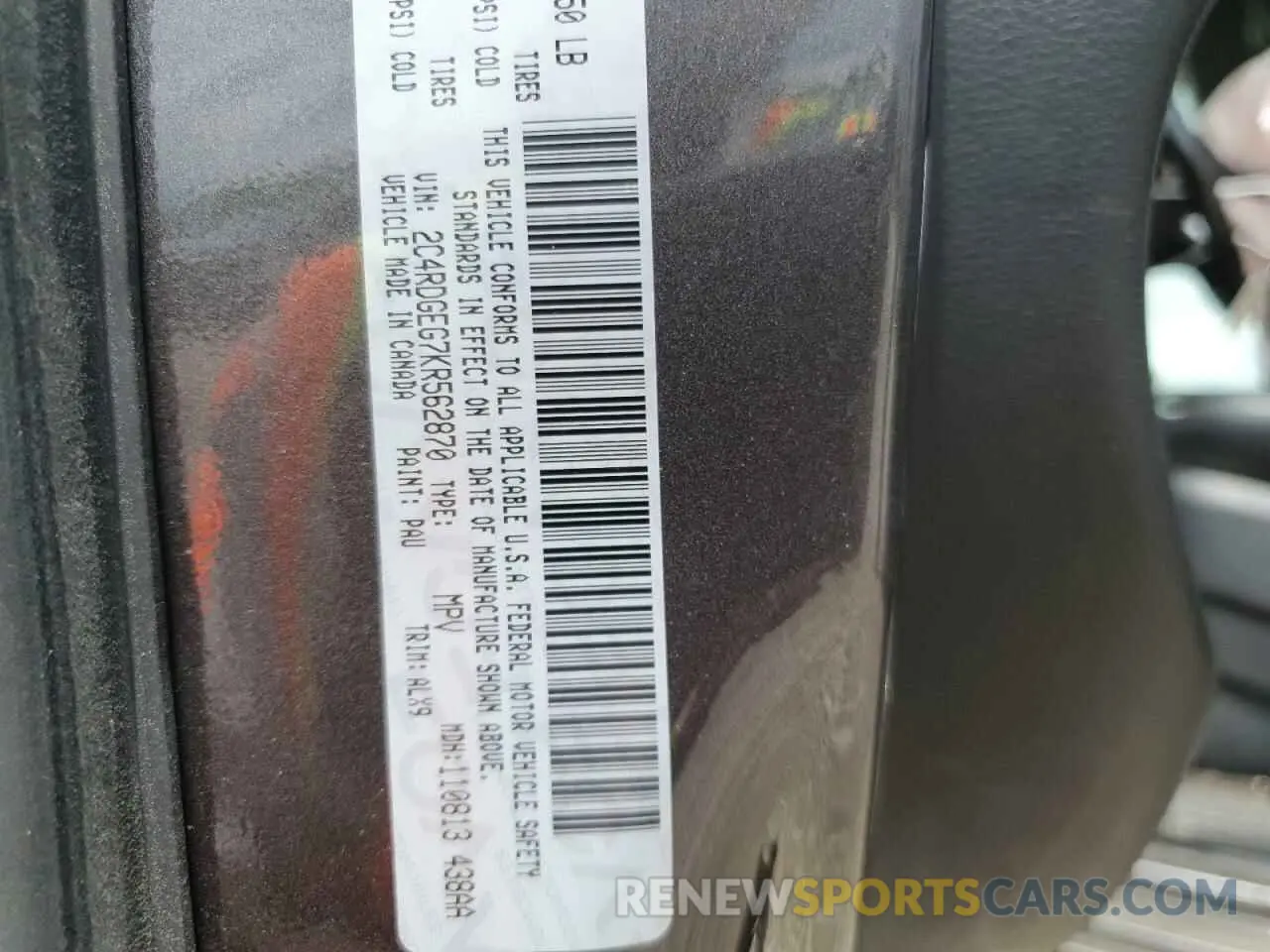 13 Photograph of a damaged car 2C4RDGEG7KR562870 DODGE CARAVAN 2019