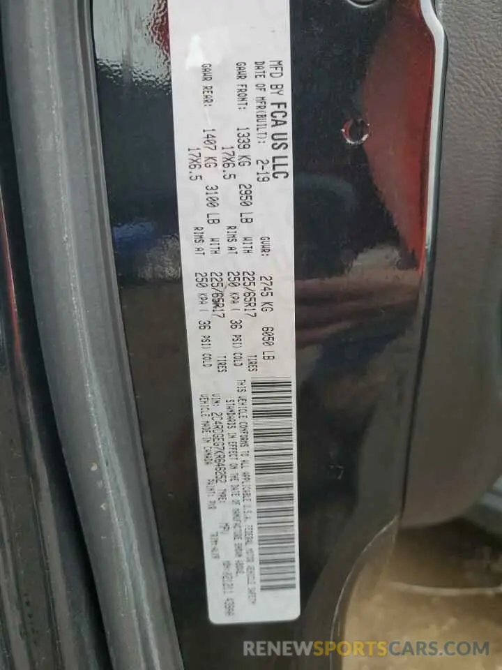 13 Photograph of a damaged car 2C4RDGEG7KR646252 DODGE CARAVAN 2019