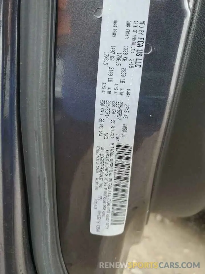 13 Photograph of a damaged car 2C4RDGEG7KR670437 DODGE CARAVAN 2019