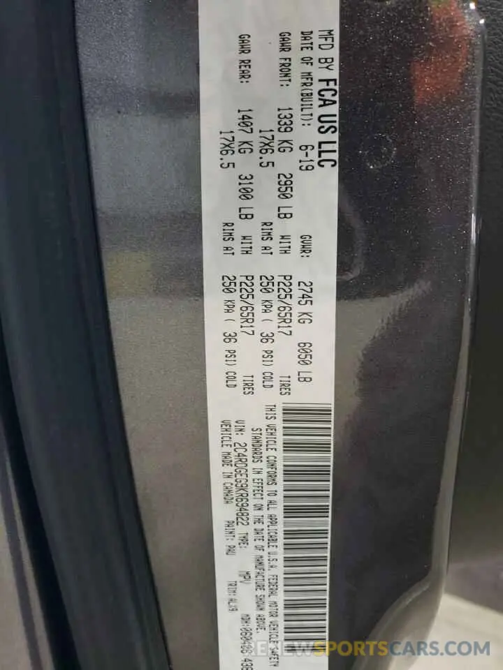 16 Photograph of a damaged car 2C4RDGEG9KR694822 DODGE CARAVAN 2019