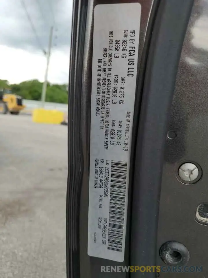 12 Photograph of a damaged car 2C3CDZAG0KH735601 DODGE CHALLENGER 2019
