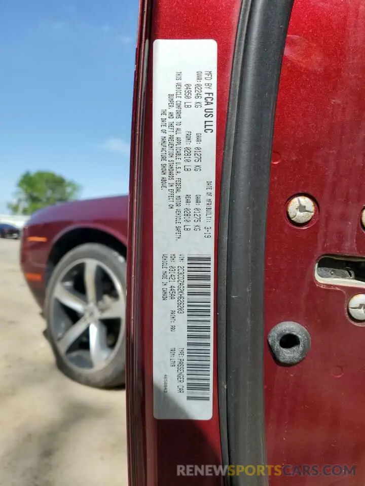 13 Photograph of a damaged car 2C3CDZAG2KH626203 DODGE CHALLENGER 2019