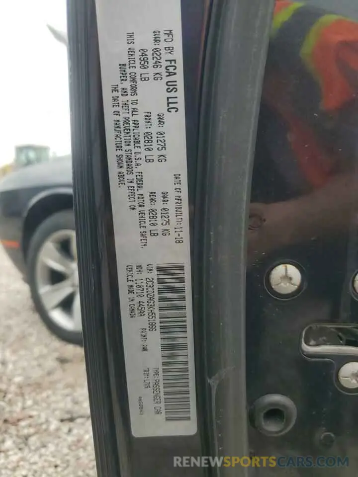 12 Photograph of a damaged car 2C3CDZAG3KH551866 DODGE CHALLENGER 2019