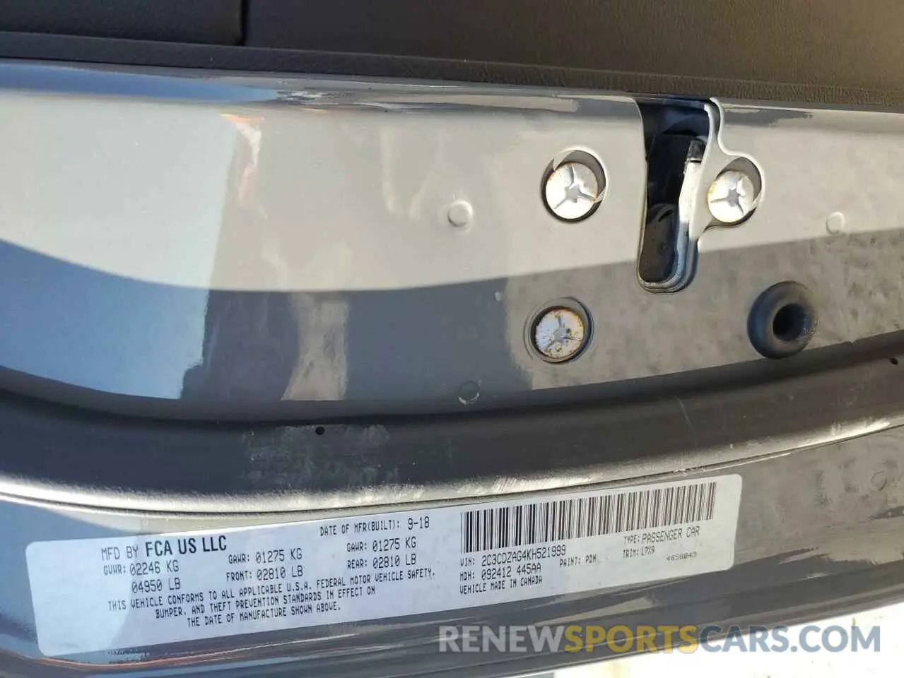 14 Photograph of a damaged car 2C3CDZAG4KH521999 DODGE CHALLENGER 2019