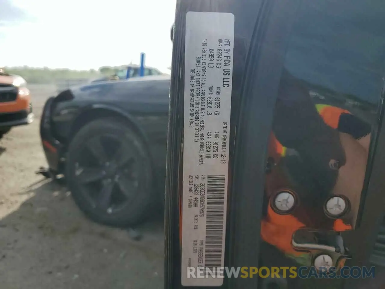 12 Photograph of a damaged car 2C3CDZAG6KH570976 DODGE CHALLENGER 2019