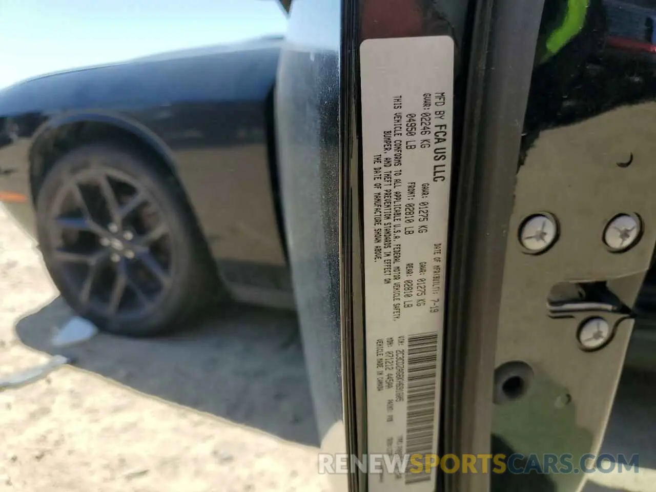 13 Photograph of a damaged car 2C3CDZAG6KH691605 DODGE CHALLENGER 2019