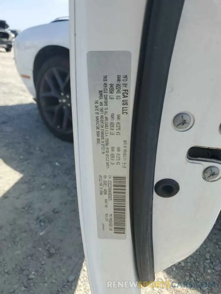 12 Photograph of a damaged car 2C3CDZAGXKH659675 DODGE CHALLENGER 2019