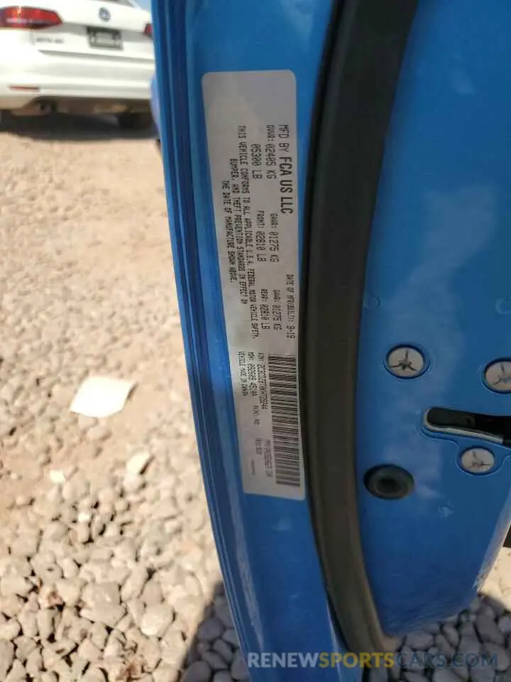 13 Photograph of a damaged car 2C3CDZBT0KH729244 DODGE CHALLENGER 2019