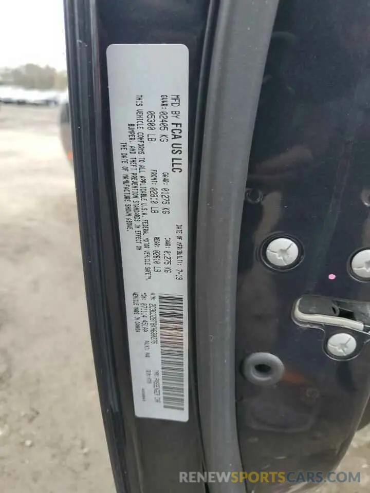 12 Photograph of a damaged car 2C3CDZBT8KH680276 DODGE CHALLENGER 2019