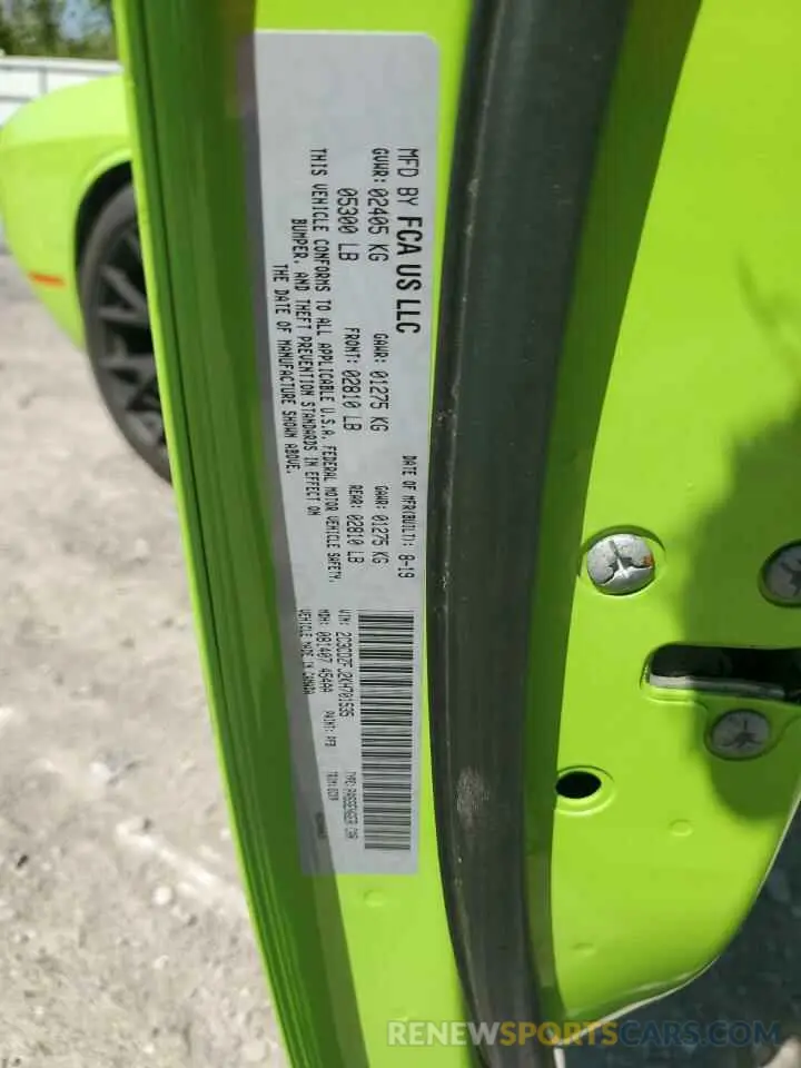 12 Photograph of a damaged car 2C3CDZFJ2KH701535 DODGE CHALLENGER 2019