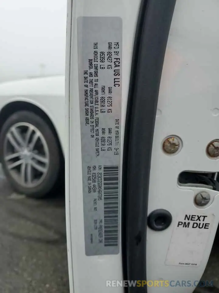 12 Photograph of a damaged car 2C3CDZGG0KH607205 DODGE CHALLENGER 2019