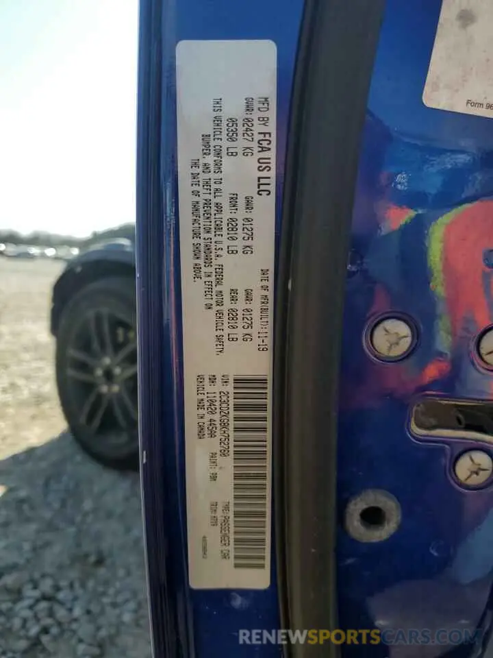 12 Photograph of a damaged car 2C3CDZKG8KH752760 DODGE CHALLENGER 2019