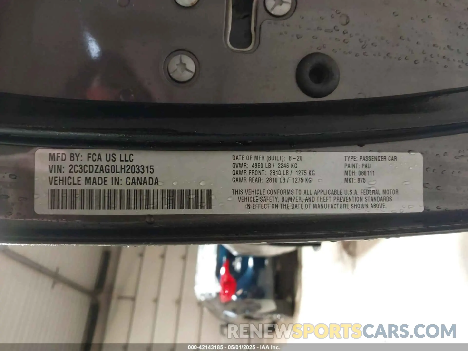 9 Photograph of a damaged car 2C3CDZAG0LH203315 DODGE CHALLENGER 2020
