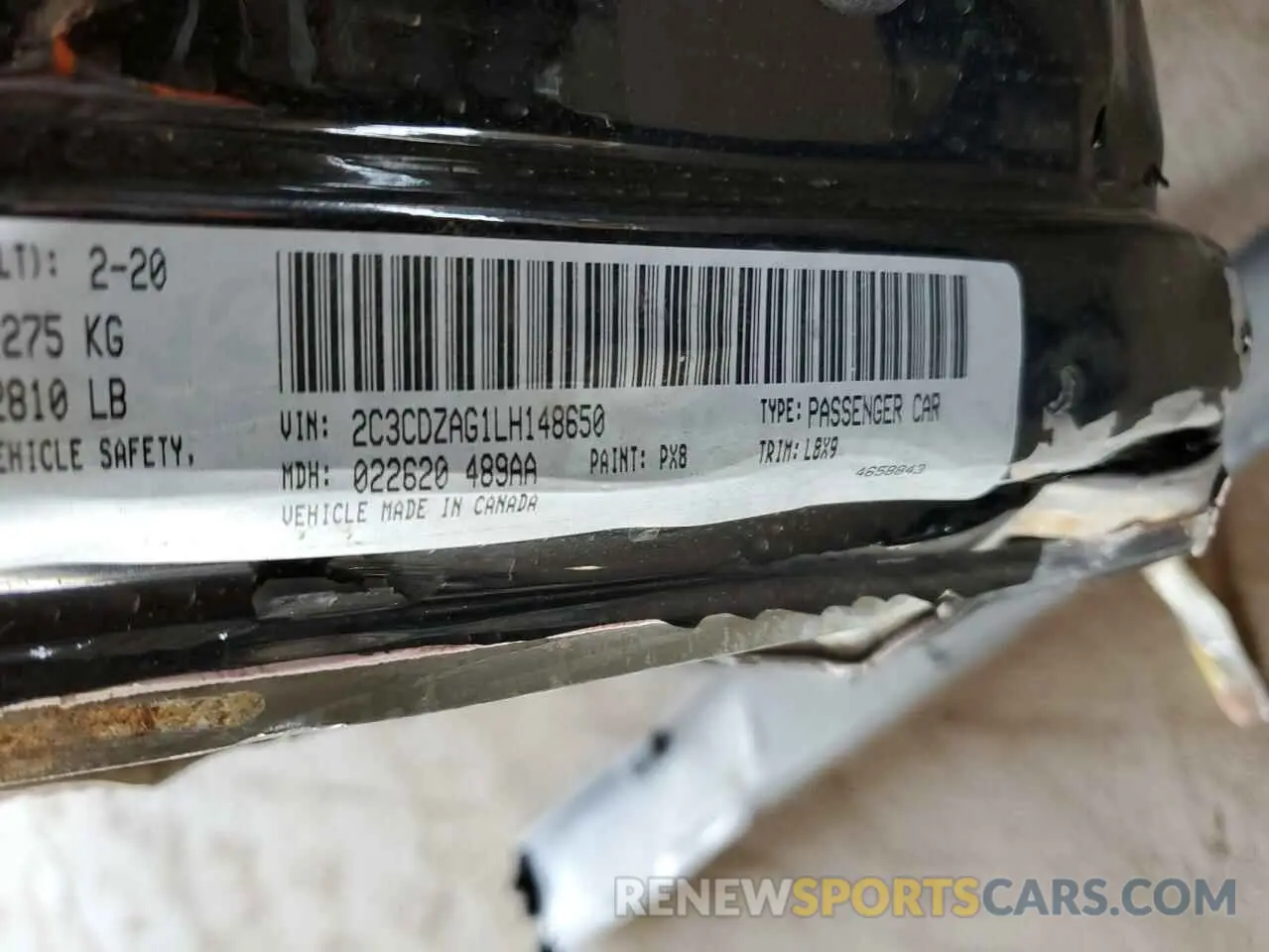 12 Photograph of a damaged car 2C3CDZAG1LH148650 DODGE CHALLENGER 2020