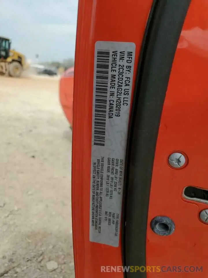 15 Photograph of a damaged car 2C3CDZAG2LH202019 DODGE CHALLENGER 2020