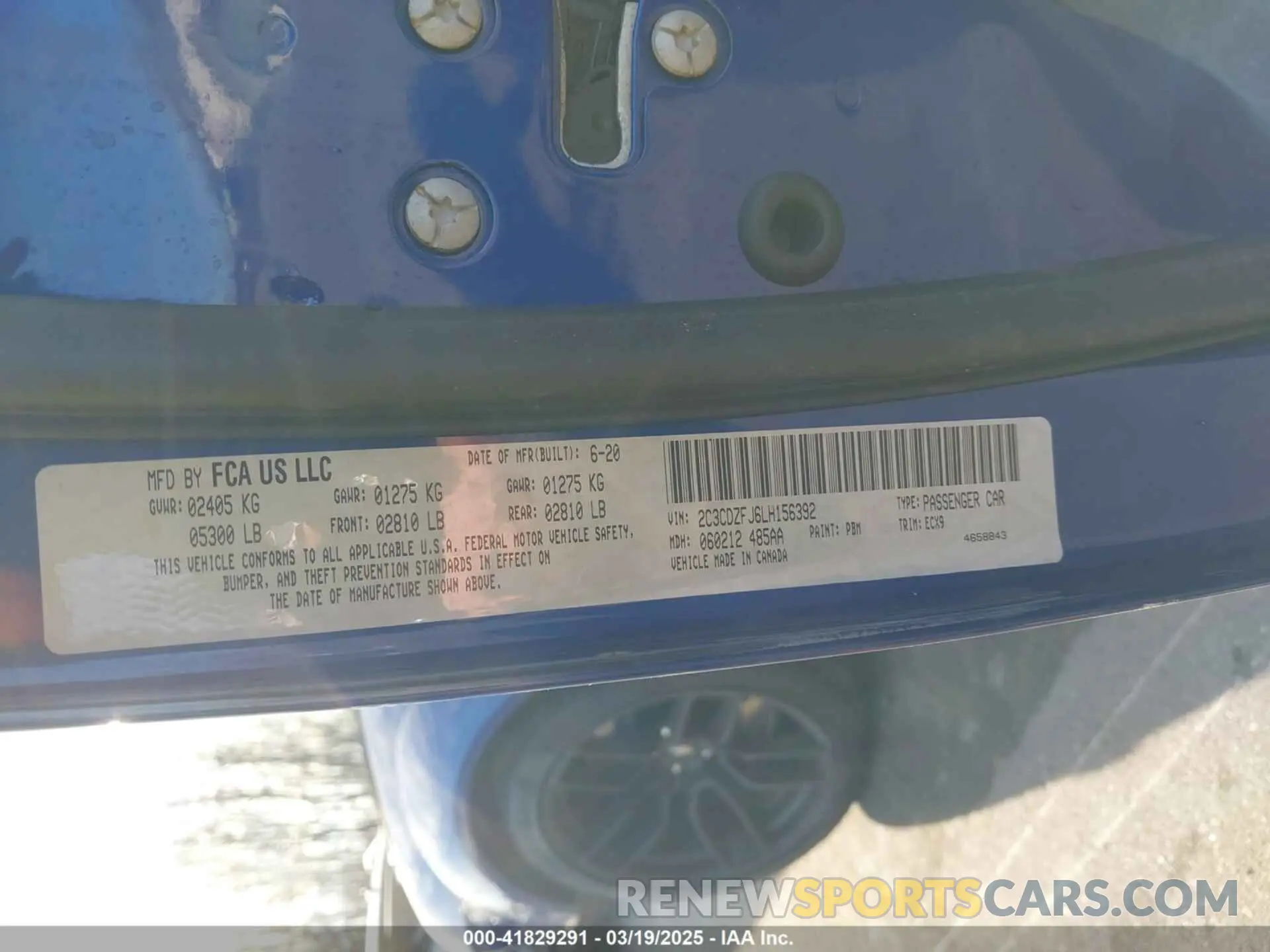 9 Photograph of a damaged car 2C3CDZFJ6LH156392 DODGE CHALLENGER 2020