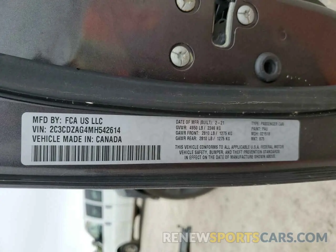15 Photograph of a damaged car 2C3CDZAG4MH542614 DODGE CHALLENGER 2021