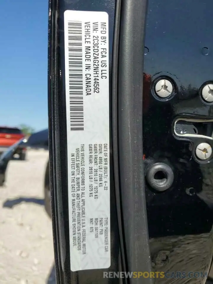 13 Photograph of a damaged car 2C3CDZAG2NH144562 DODGE CHALLENGER 2022