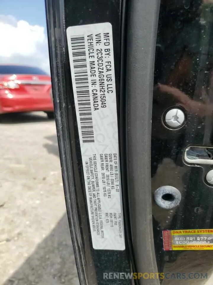 13 Photograph of a damaged car 2C3CDZAG6NH215049 DODGE CHALLENGER 2022