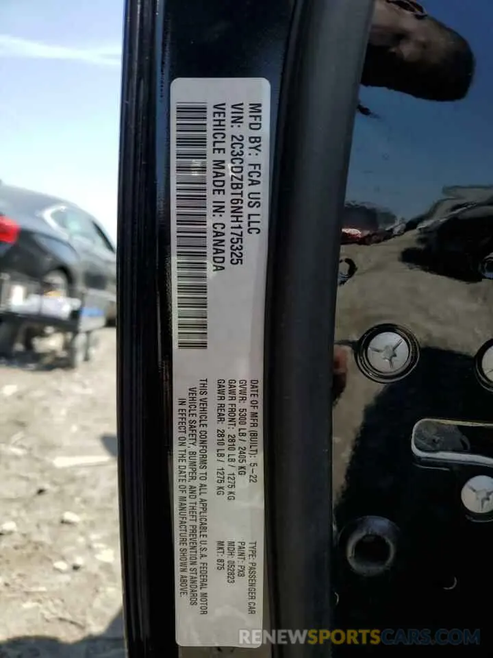 14 Photograph of a damaged car 2C3CDZBT6NH175325 DODGE CHALLENGER 2022