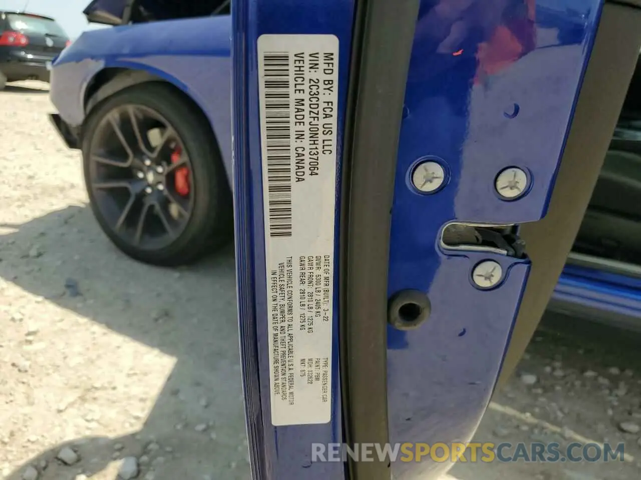 15 Photograph of a damaged car 2C3CDZFJ0NH137064 DODGE CHALLENGER 2022