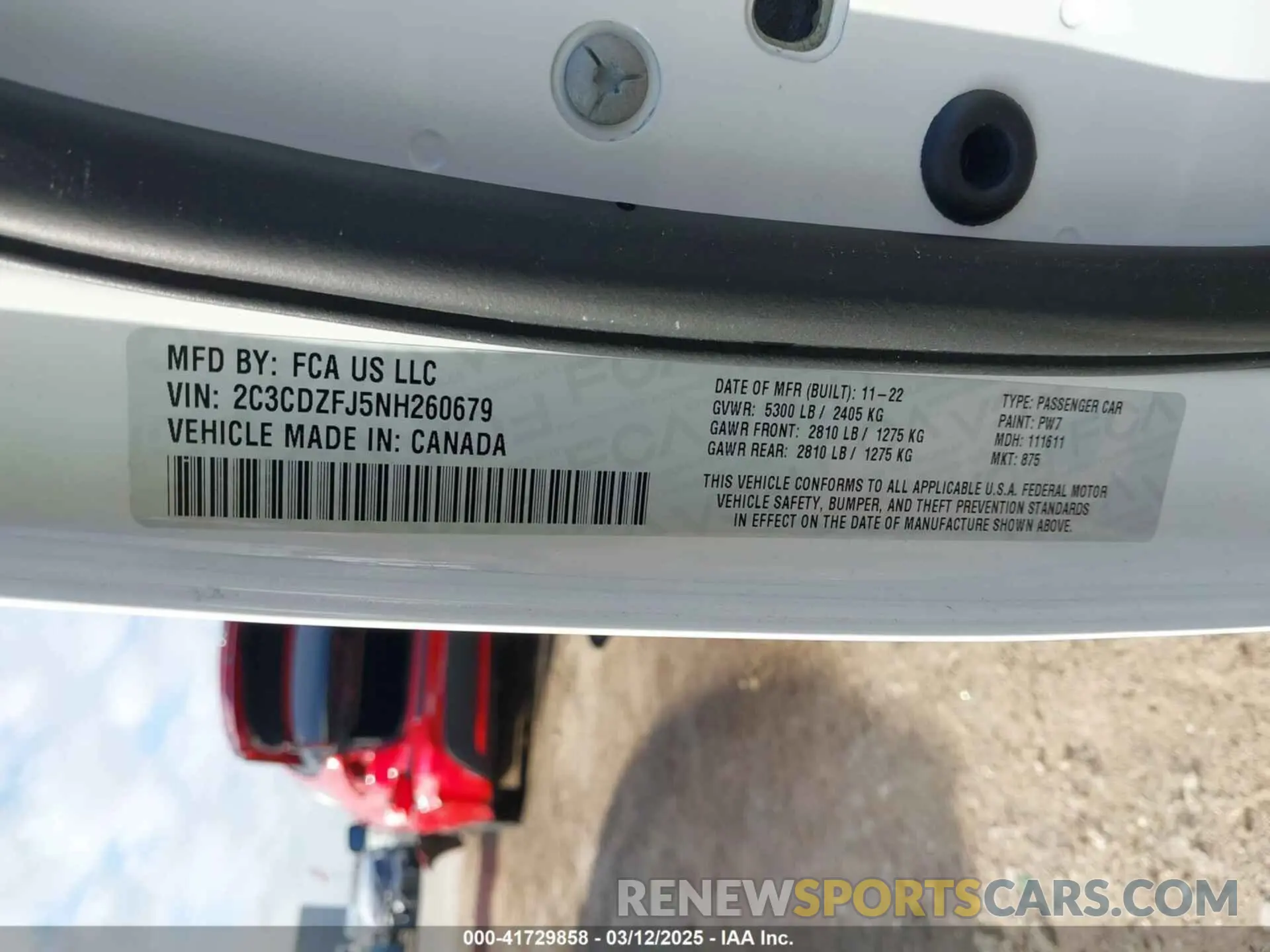 9 Photograph of a damaged car 2C3CDZFJ5NH260679 DODGE CHALLENGER 2022