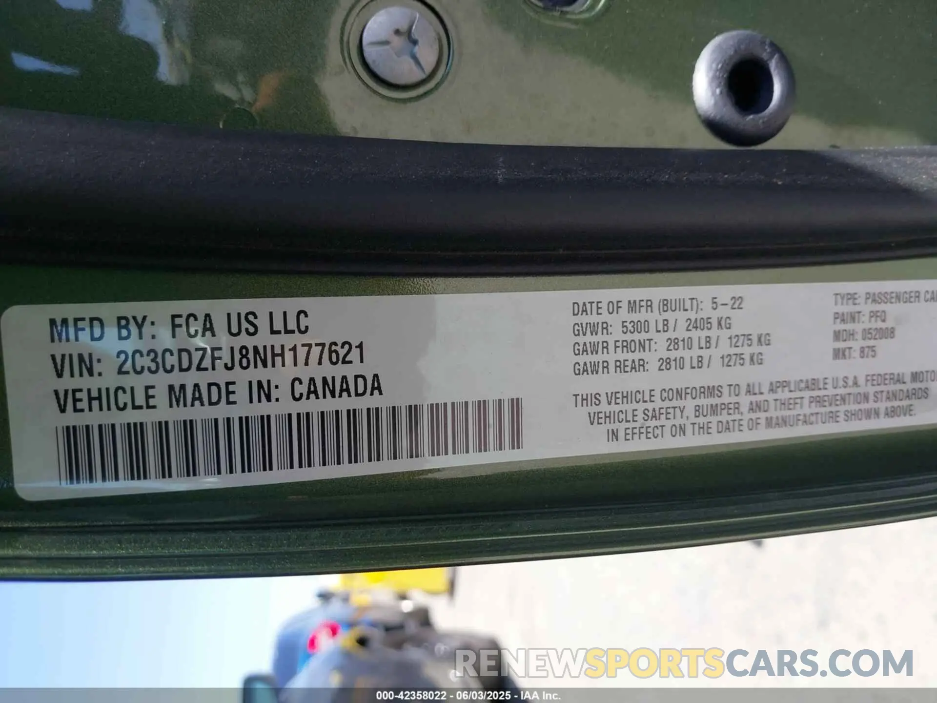 9 Photograph of a damaged car 2C3CDZFJ8NH177621 DODGE CHALLENGER 2022