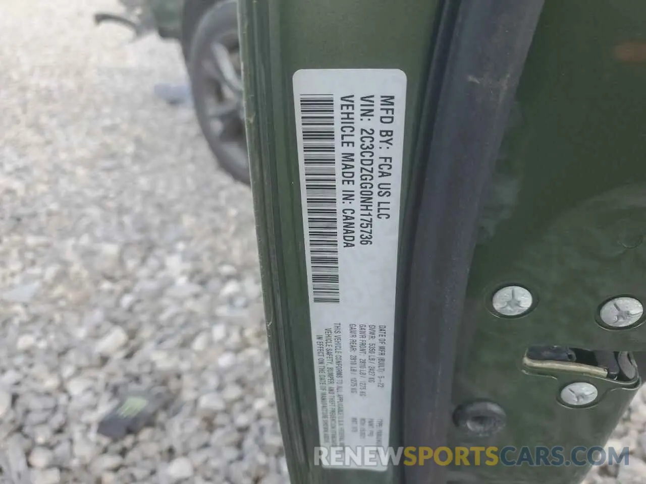 14 Photograph of a damaged car 2C3CDZGG0NH175736 DODGE CHALLENGER 2022
