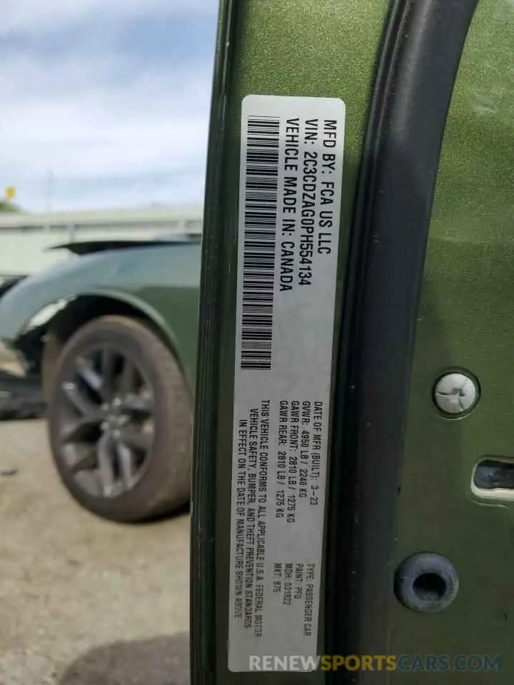13 Photograph of a damaged car 2C3CDZAG0PH554134 DODGE CHALLENGER 2023