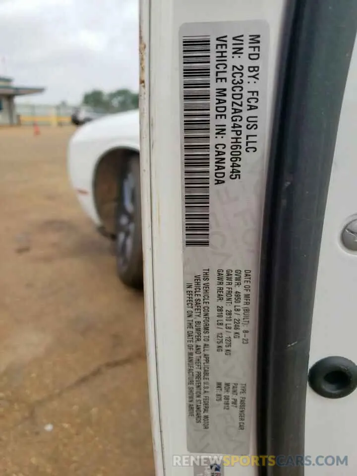 12 Photograph of a damaged car 2C3CDZAG4PH606445 DODGE CHALLENGER 2023