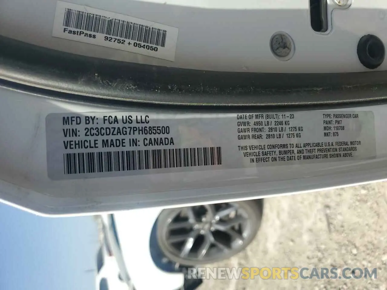 13 Photograph of a damaged car 2C3CDZAG7PH685500 DODGE CHALLENGER 2023