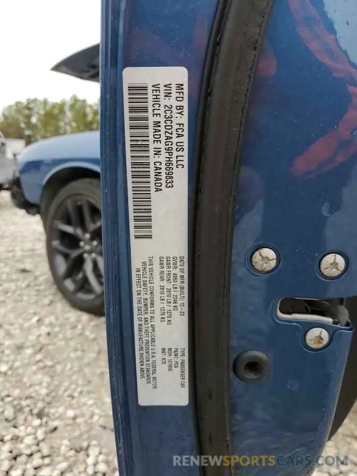13 Photograph of a damaged car 2C3CDZAG9PH669833 DODGE CHALLENGER 2023