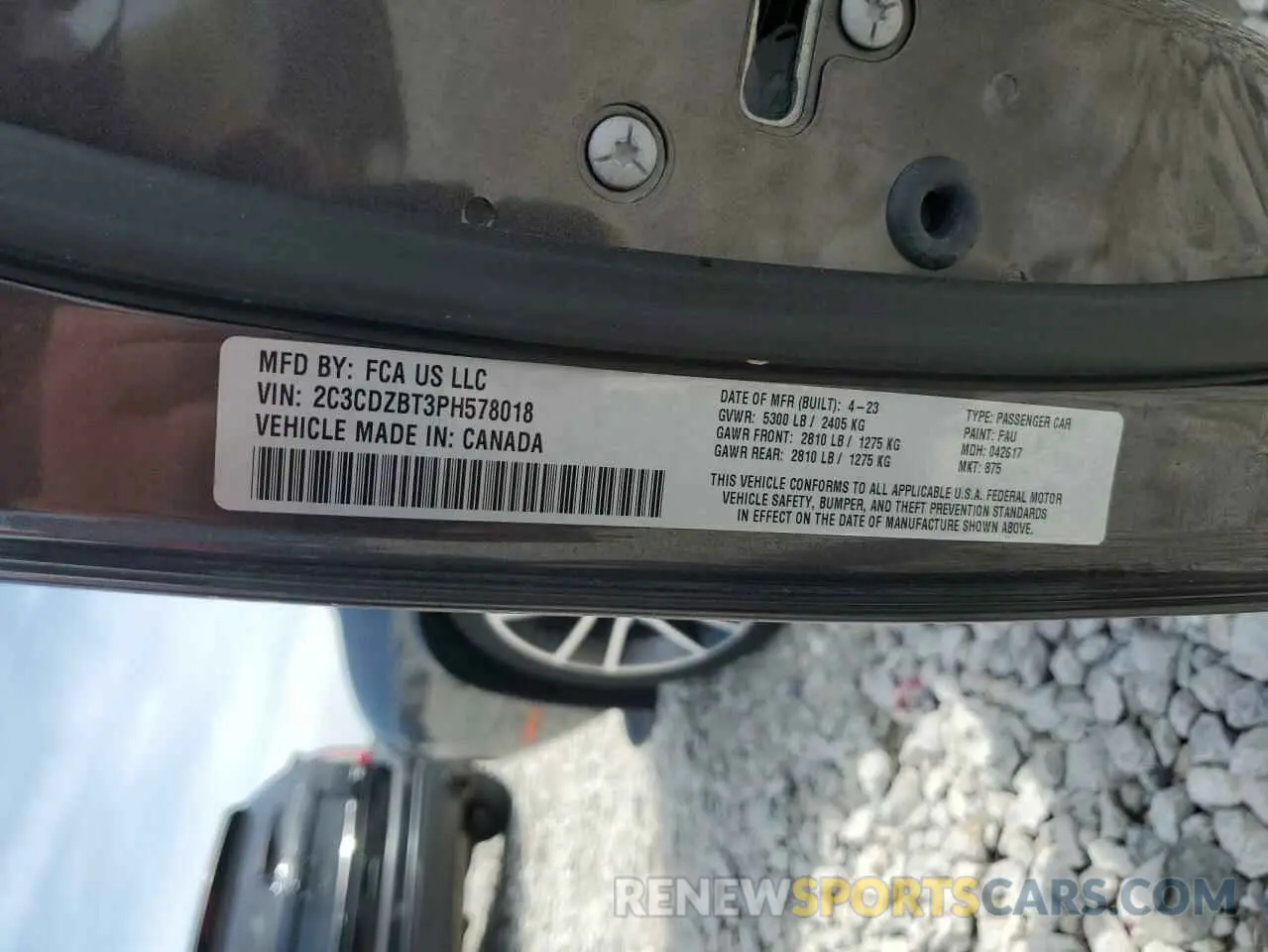 13 Photograph of a damaged car 2C3CDZBT3PH578018 DODGE CHALLENGER 2023