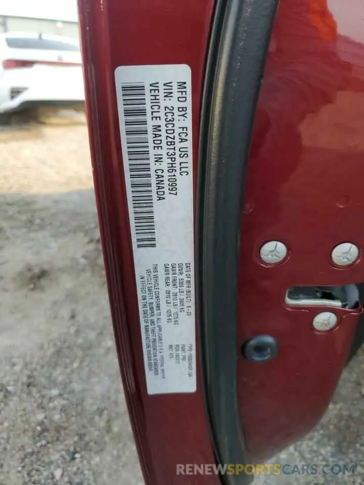 13 Photograph of a damaged car 2C3CDZBT3PH610997 DODGE CHALLENGER 2023