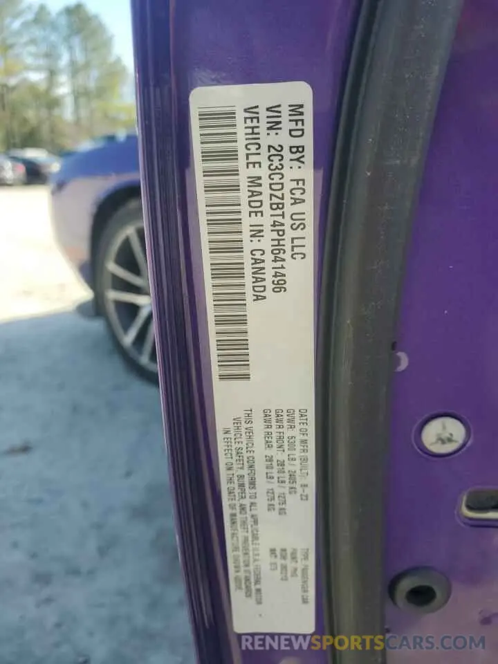 14 Photograph of a damaged car 2C3CDZBT4PH641496 DODGE CHALLENGER 2023